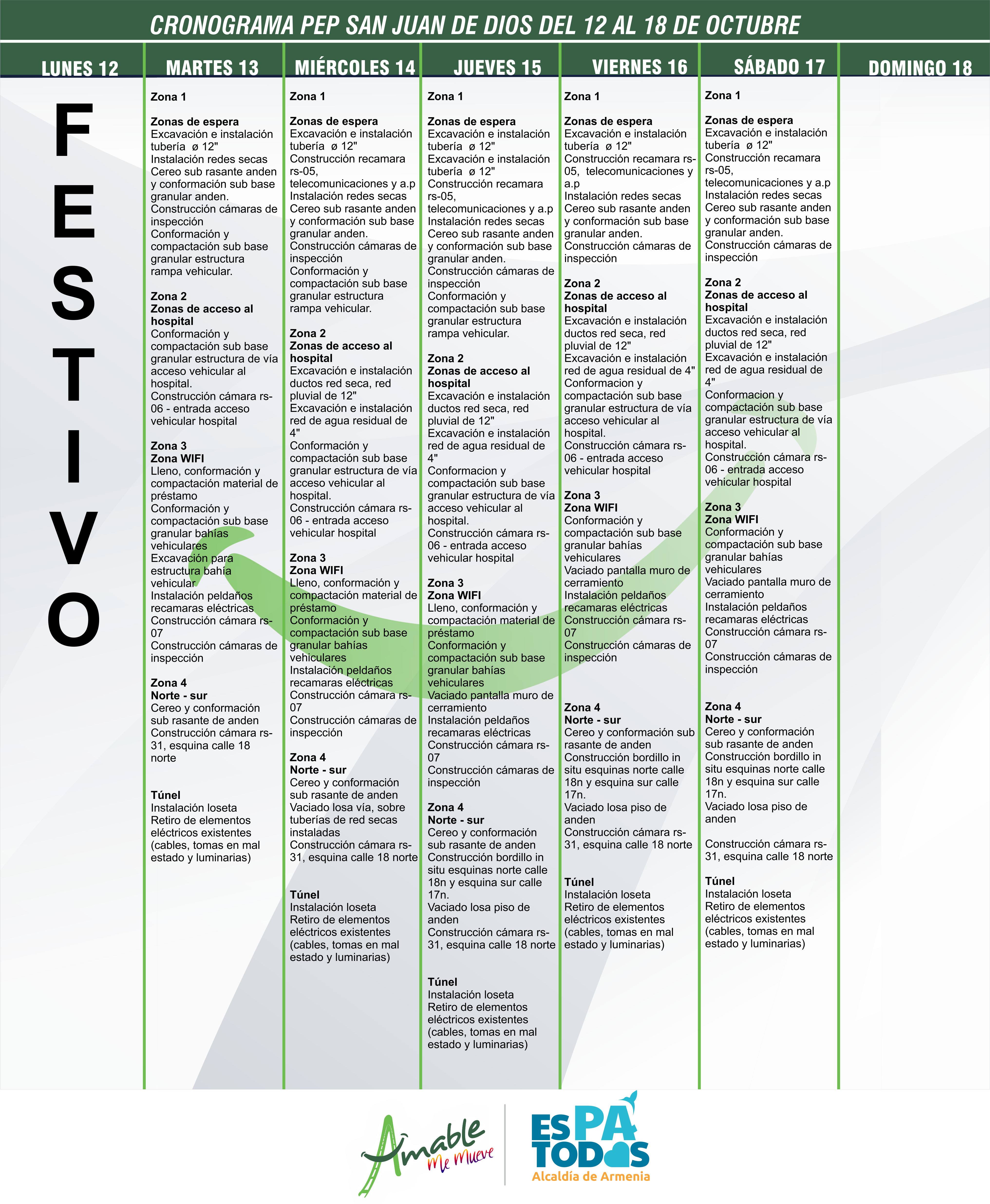 CRONOGRAMA SEMANA 12AL 18 oct PEP
